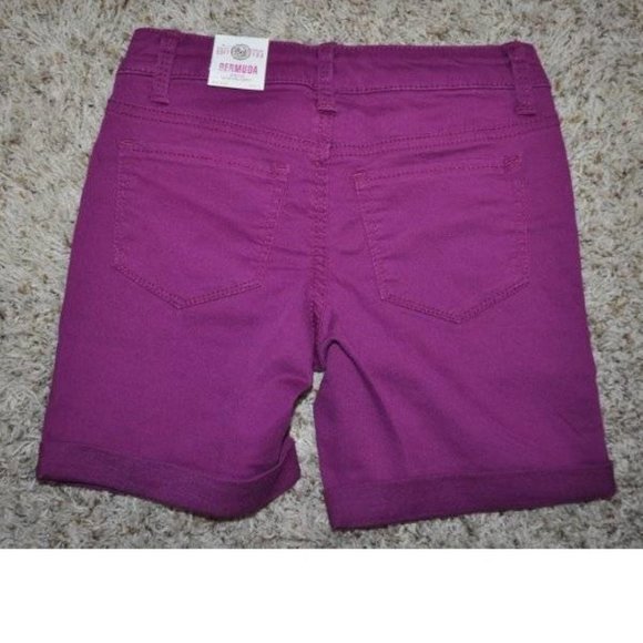 *Bermuda Shorts SO Purple sz 10 Adjustable Waist Cuffed 4 Pockets Summer Girls - Picture 2 of 2